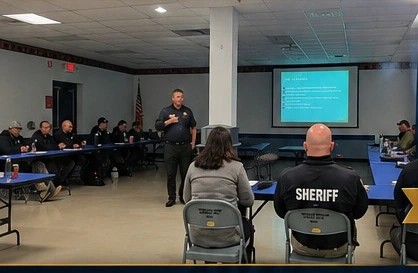 Law enforcement participants attending an interactive classroom training session